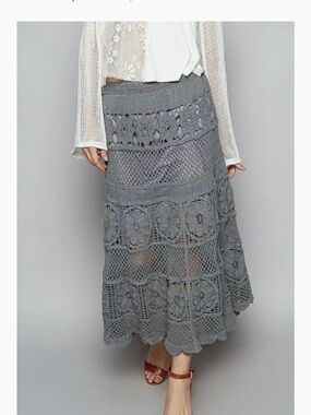 POL crocheted skirt in gray.  OS partially lined.  No flaws